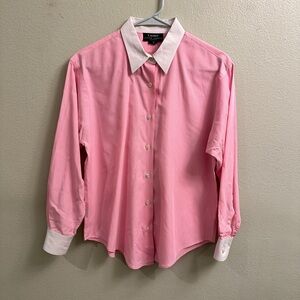 Lauren Ralph Lauren Petite 12 Classic Button Down Blouse Pink & White Striped